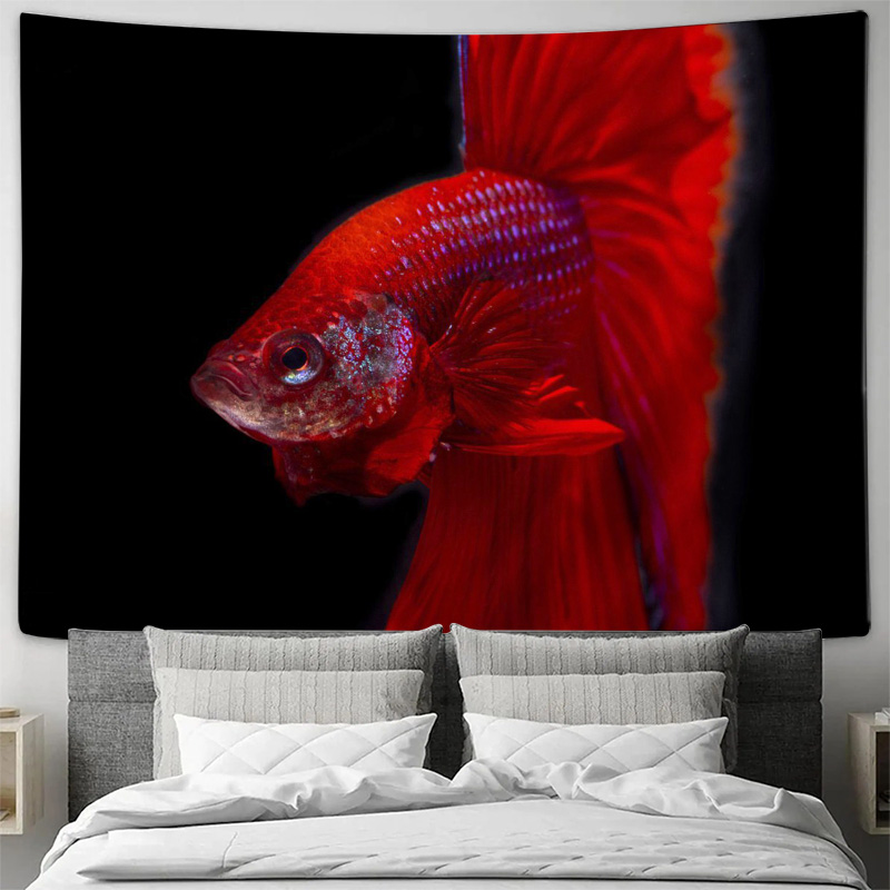 Vibrant Red Betta Fish Tapestr - đánh giá và giá Ocean Aquarium